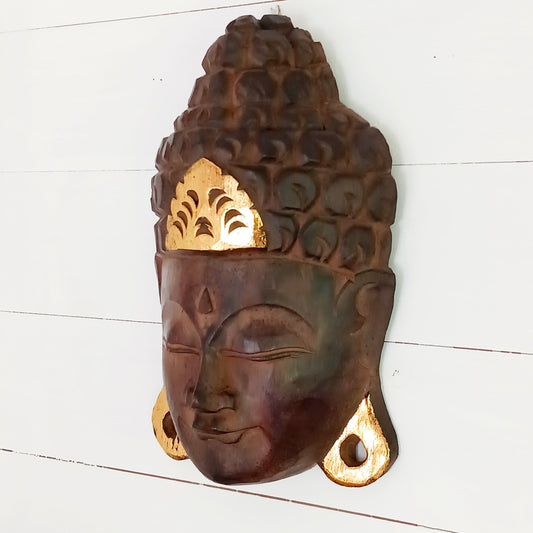 Hand carved Wooden Buddha Mask | Large