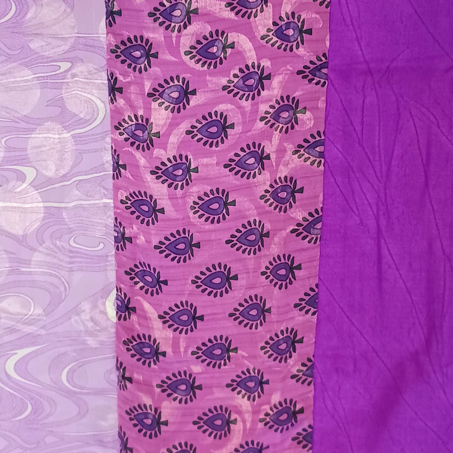 These beautiful curtains are handmade from assorted panels of Indian sari fabric, hand crafted into beautiful recycled curtain panels. The combined varieties of silky soft material are made with an easy to mount top hanging rod pocket.