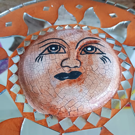 Sun Mirror – Mosaic Style Wall Art in Earthy Tones