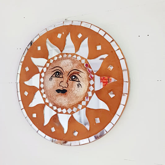 Sun Mirror – Mosaic Style Wall Art in Earthy Tones