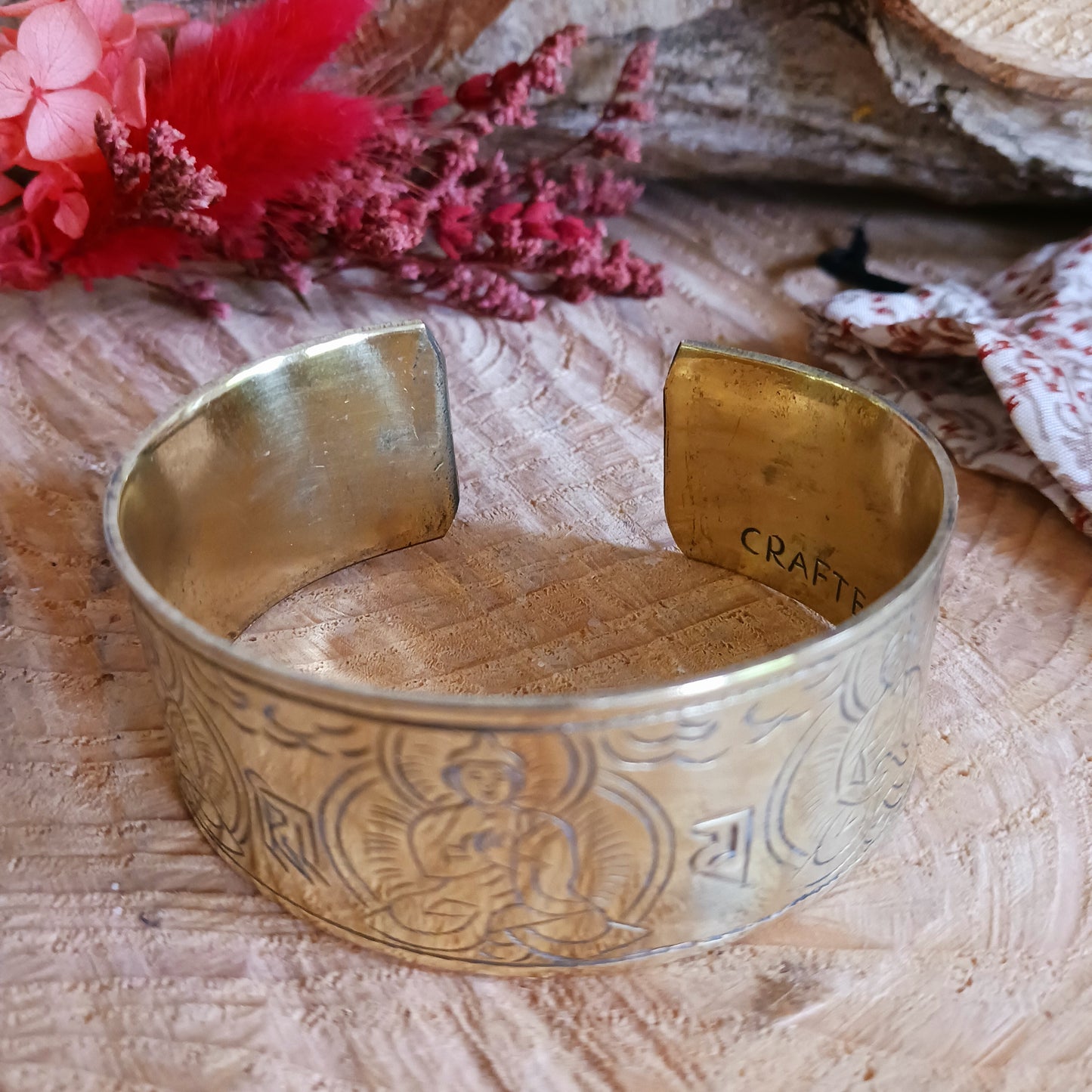 Handcrafted in Nepal, this solid brass bracelet amplifies energy. It is an excellent conductor and helps stimulate the flow of energy.