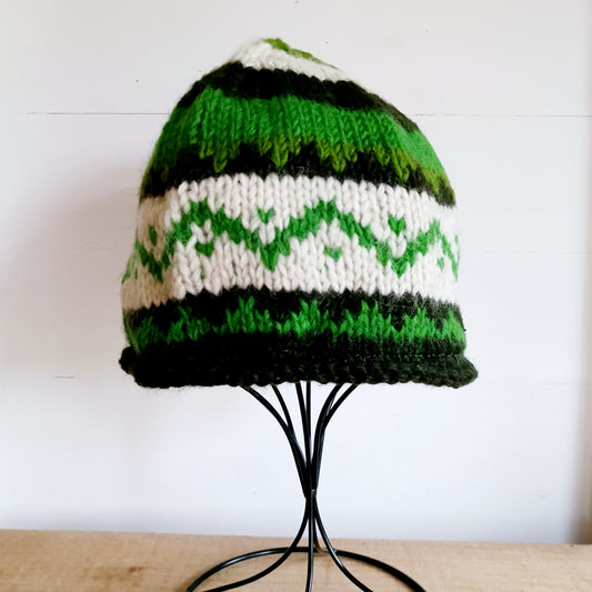 Chunky wool beanie hats hand made in Nepal with fleece lining for extra warmth and comfort, this handmade hat is awesomely warm. These knitted beanie hats have a rolled brim, a warm lined interior and are available in mixed colours.