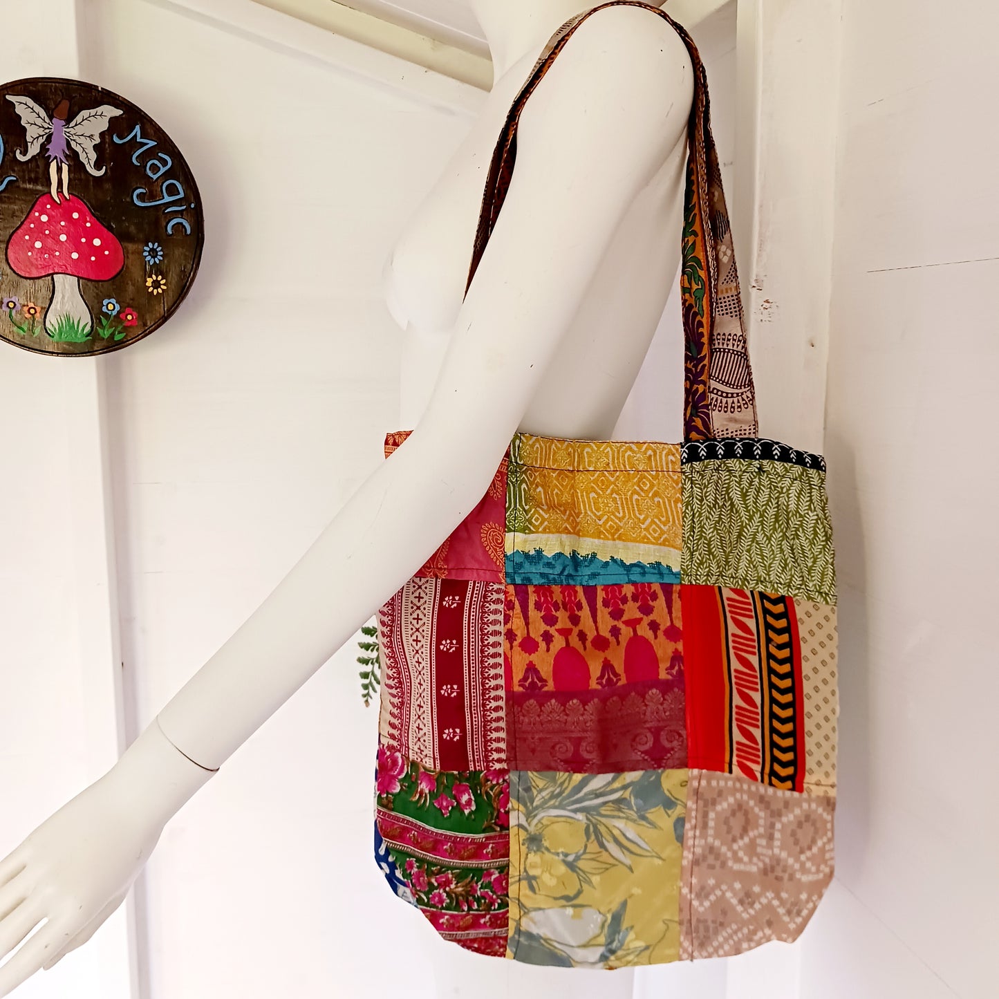 These unique and beautifully made tote bags are perfect to pack on any occasion. They're strong yet lightweight, handmade from colourful sari fabric with a polyester lining.
