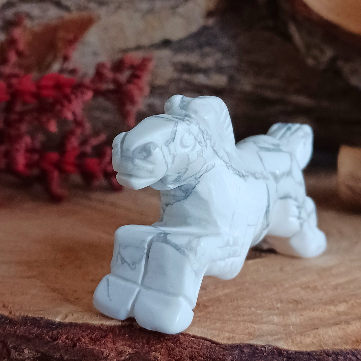 White Howlite is a stone of infinite patience. White Howlite can help bring new ideas into focus and aids in achieving ambitions and dreams. White Howlite has a soft peaceful energy that is calming, it can help settle an overactive mind.