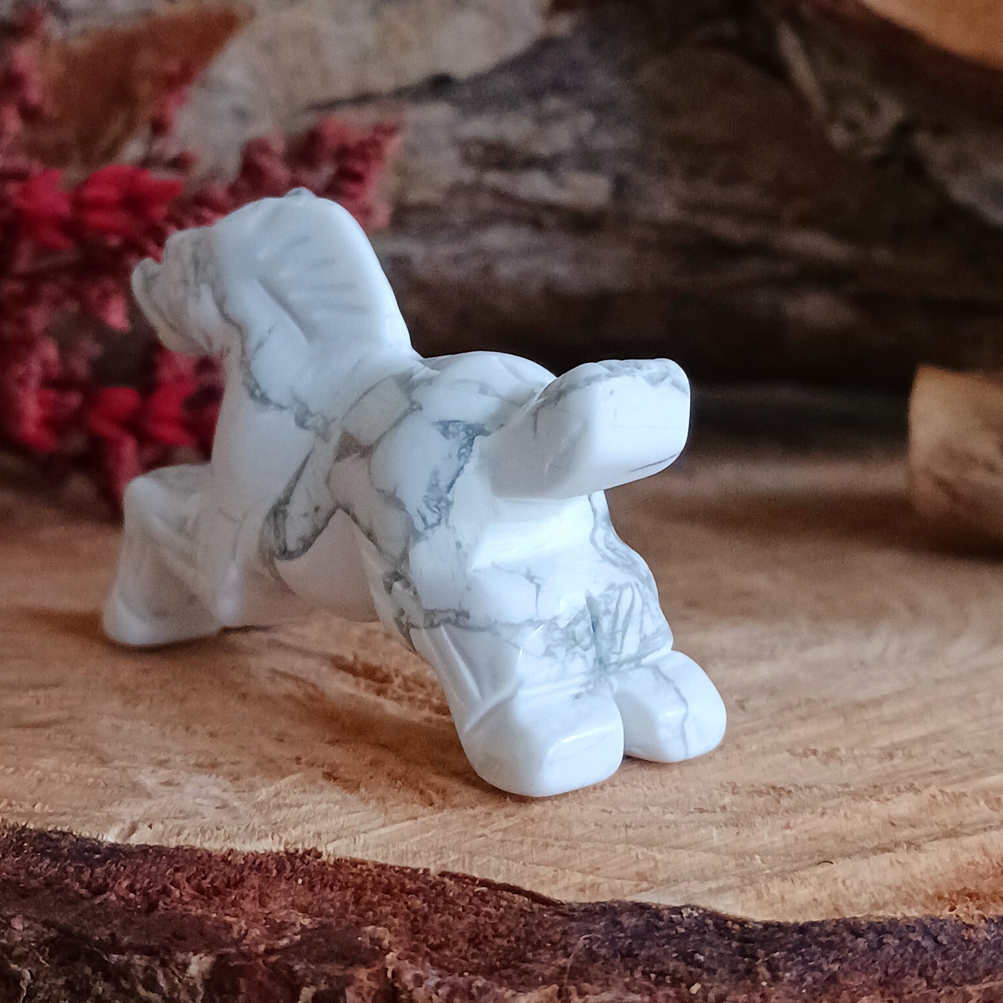 White Howlite is a stone of infinite patience. White Howlite can help bring new ideas into focus and aids in achieving ambitions and dreams. White Howlite has a soft peaceful energy that is calming, it can help settle an overactive mind.