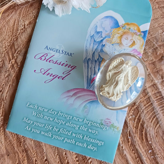 A perfect little gift to let someone know you are thinking of them. These little Angel Stones are contained in a protective see-through polymer resin making these pocket “worry stones” very robust and suitable for carrying in your pocket or purse.