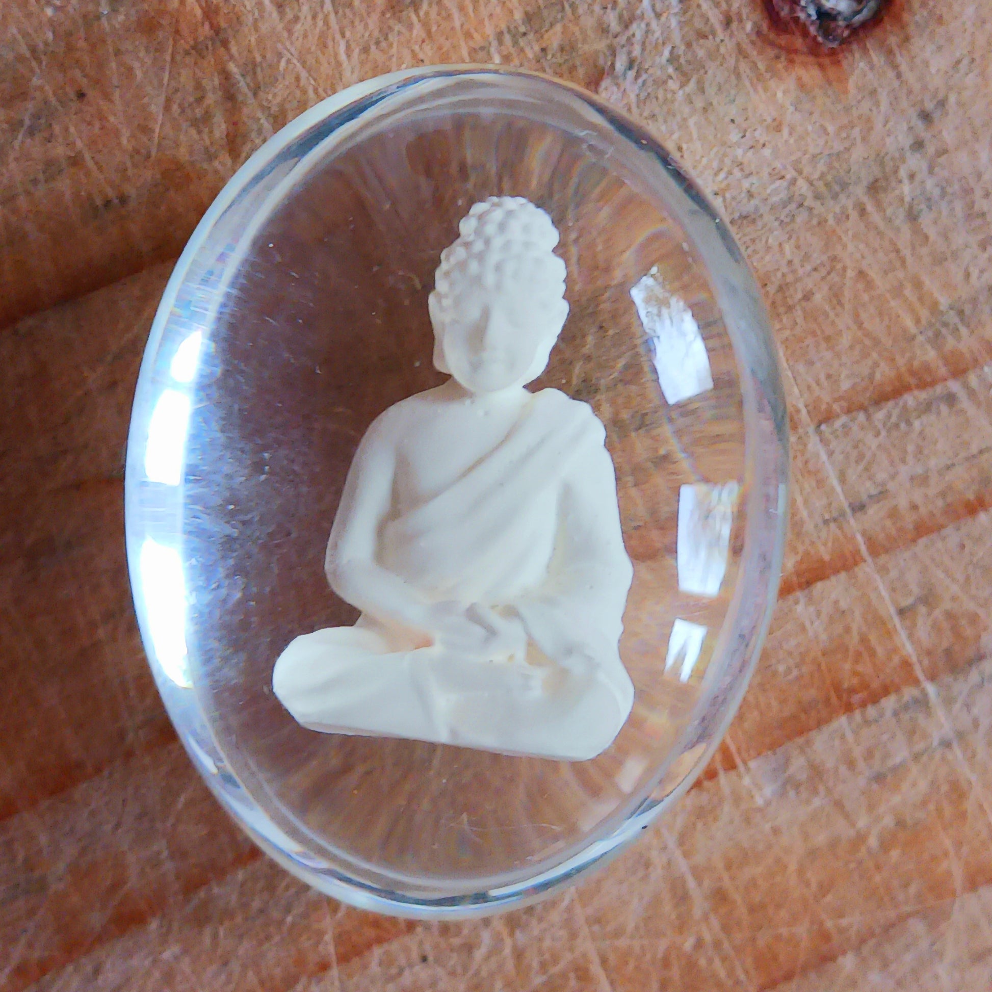Give as a gift to loved ones or carry this stone in your pocket or purse to use as a worry stone. As you hold this stone in your hand, imagine the Buddha's calm presence surrounding you. Imagine yourself letting go of hurt and worry. Place the stone in an area where each time you see it you will think positive.