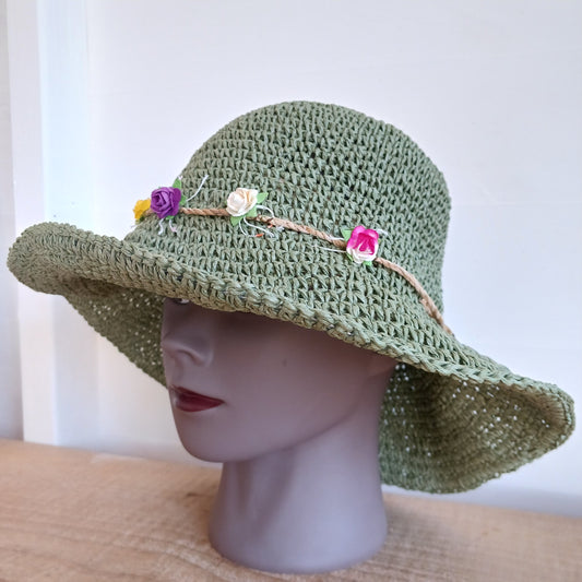 Bring effortless style and sun-safe comfort to your holiday wardrobe with this Floppy Straw Sun Hat in moss green. This delightful hat features a soft, flowing brim that drapes elegantly, creating a relaxed, free-spirited look perfect for travel, beach days, or casual outings.