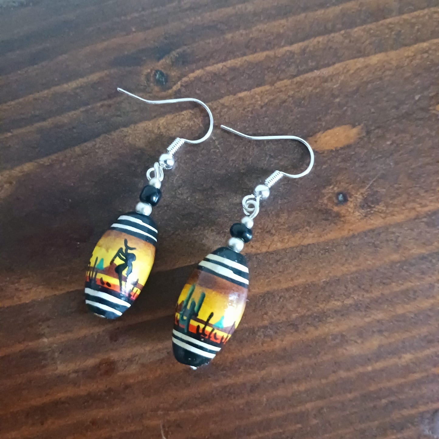 Sunset Lama Earrings with silver plated hooks
