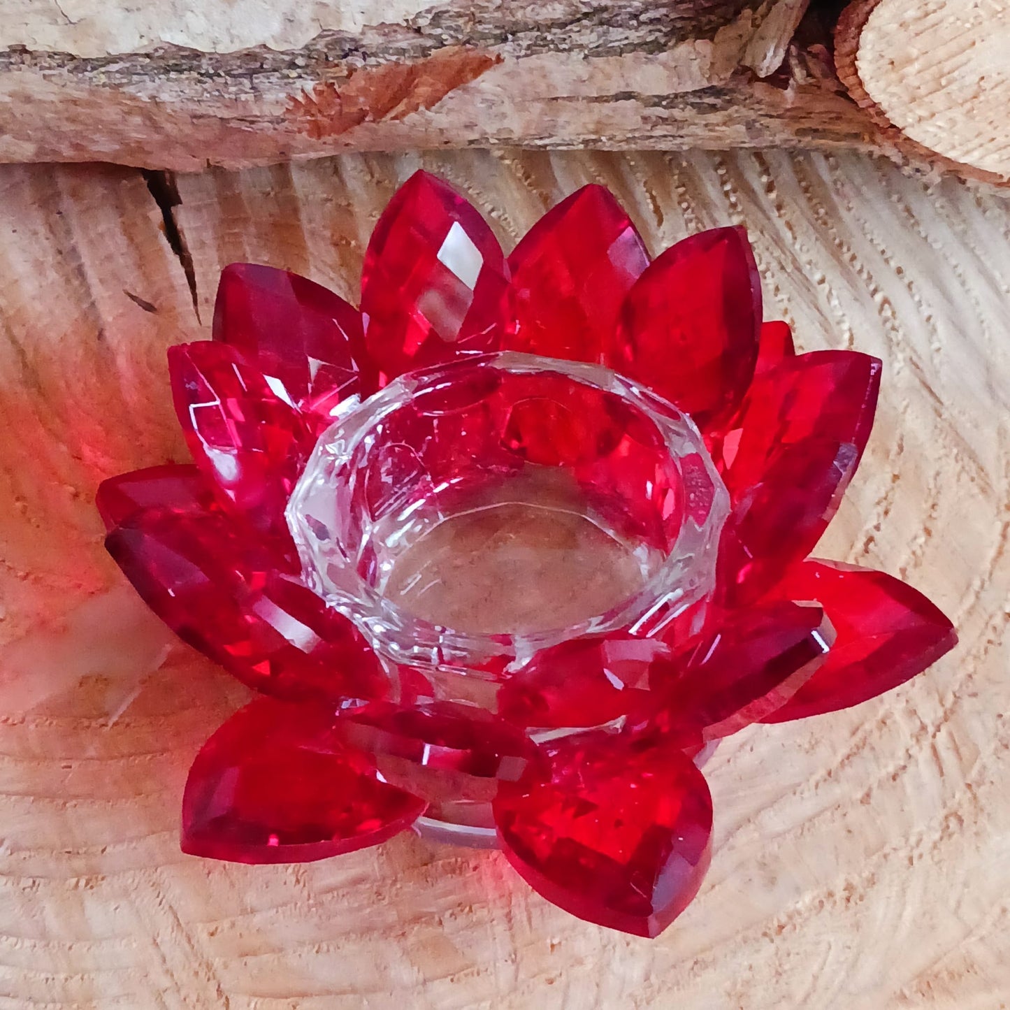 Lotus Candle Holder | Crystal Red