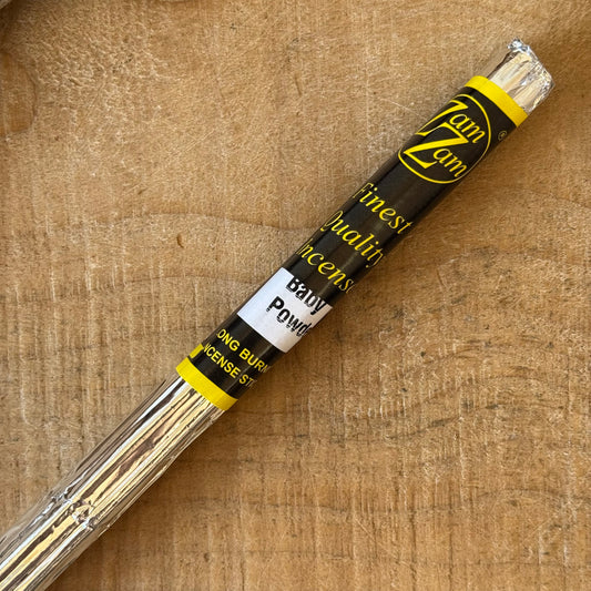 Enjoy the soft, clean and comforting aroma of Zam Zam Baby Powder incense. Its gentle powdery fragrance creates a fresh and relaxing atmosphere, making it ideal for everyday home fragrance, relaxation or quiet moments.
Each pack contains 17 long-burning incense sticks.