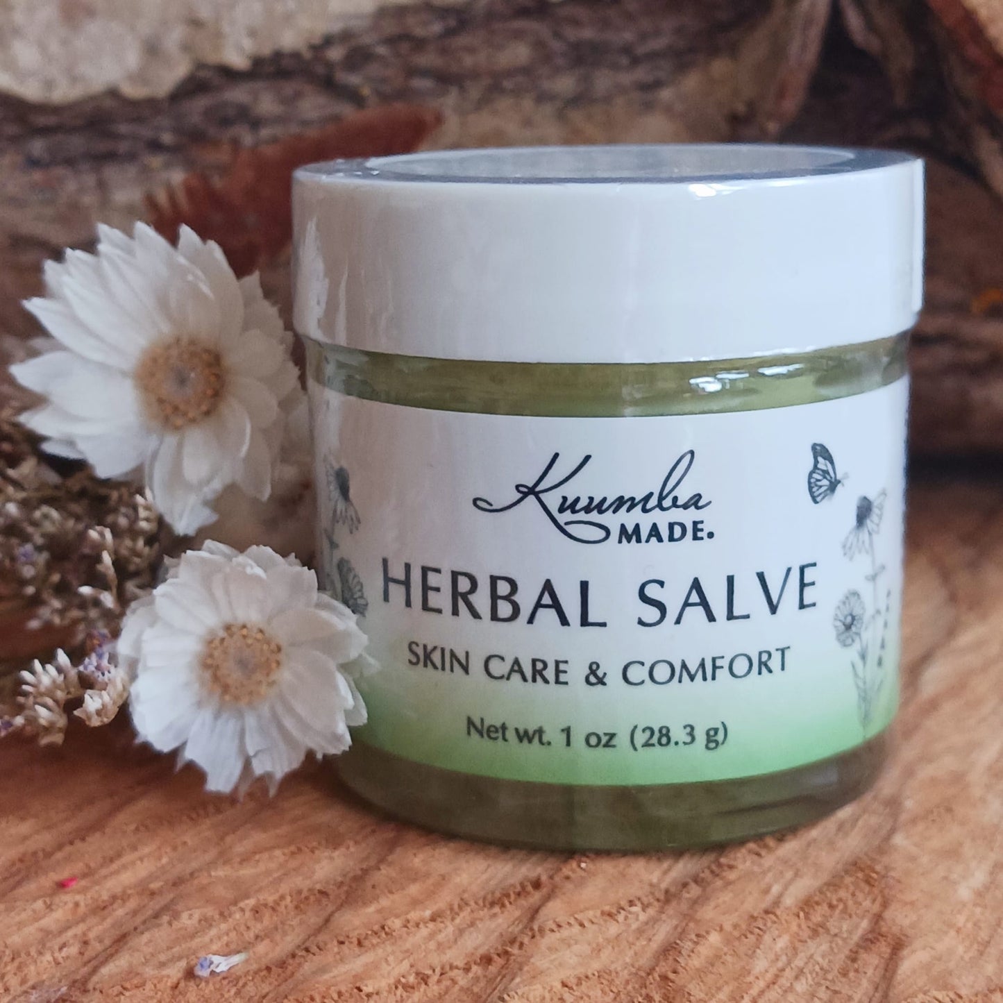 Certified Organic Herbal Healing Salve to use for wounds, rashes, itching and skin irritations.