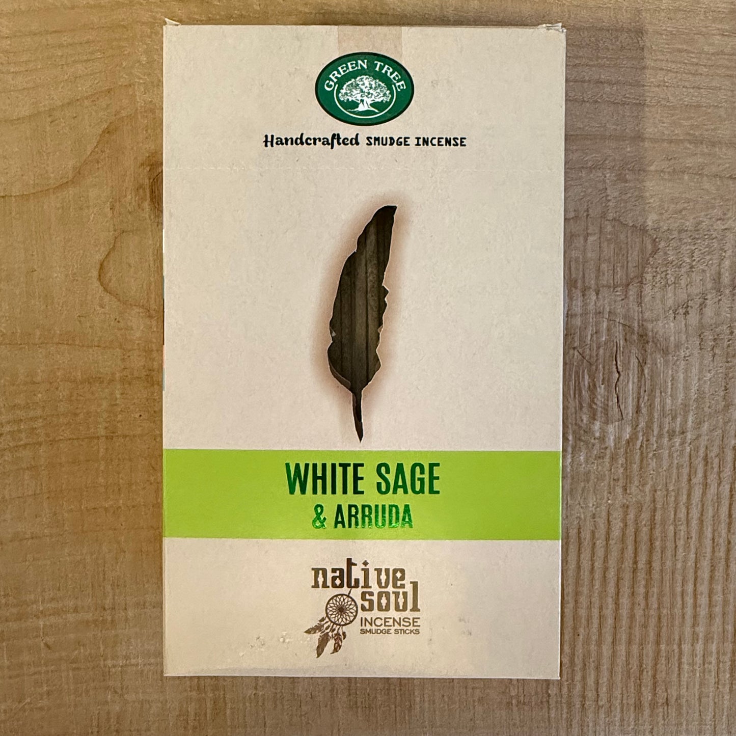 Native Soul Smudge White Sage & Arruda incense by Green Tree. Vegan masala incense for cleansing, protection, and spiritual balance.