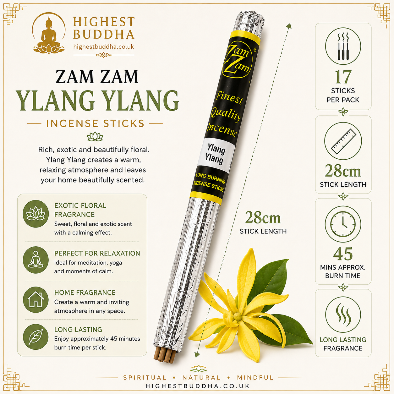Zam Zam Ylang Ylang Incense Sticks – Floral & Exotic Fragrance