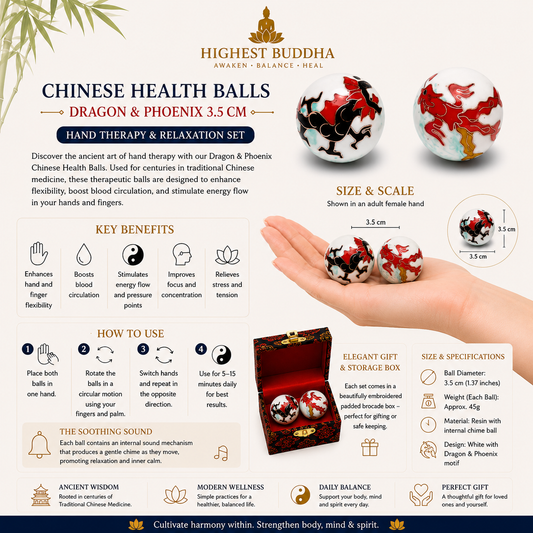 Chinese Health Balls Dragon & Phoenix 3.5cm – Hand Therapy & Relaxation Set