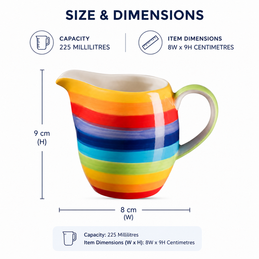 Hand Painted Rainbow Stripe Ceramic Milk Jug
