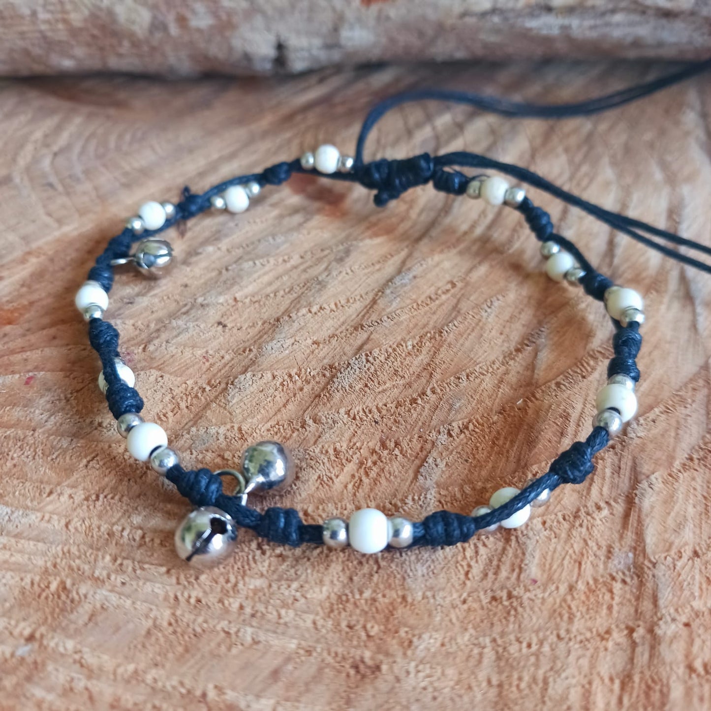 Indian Bell Anklet – Adjustable Woven Cord with Tiny Bells