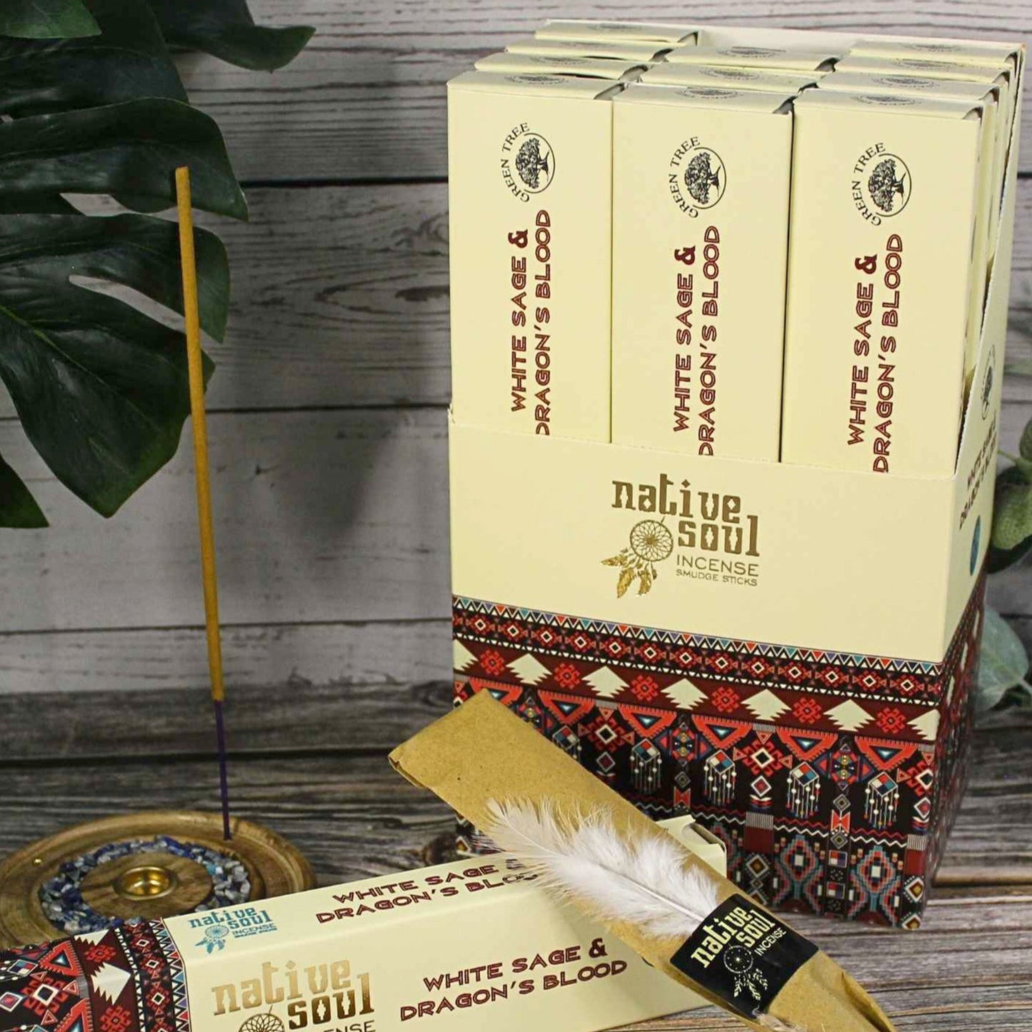 This White Sage & Dragons Blood Native Soul Incense has been blended perfectly together to create a calming atmosphere whilst restoring balance to the mind and soul. Used for centuries by Native Americans in purifying rituals and cleansing ceremonies, the distinct clean scent of white sage is believed to drive away any bad spirits. Dragons blood, which originates from the bright red resin produced by different species of trees, is also used in the same way to create a protection barrier and eliminate ne