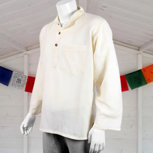 Nepalese Plain Colour Shirt Natural Cotton Grandad shirt