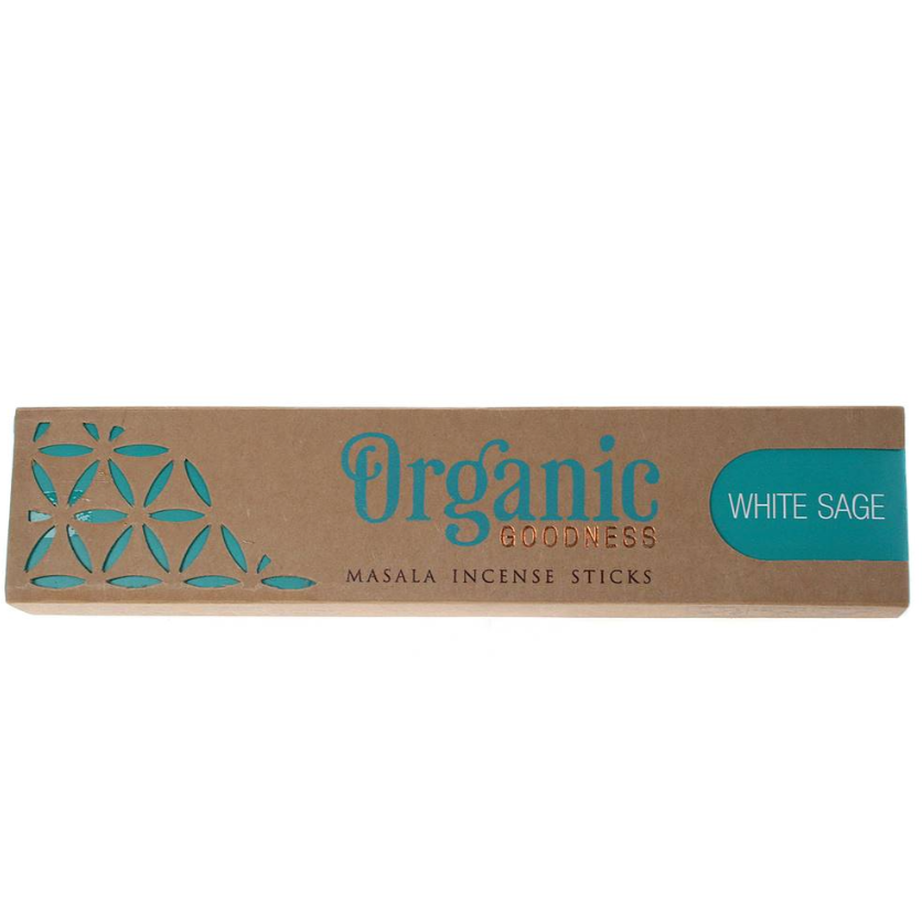 Enjoy a clean, fresh aroma with Organic Goodness White Sage incense. 96% organic, hand-rolled in India for a light and uplifting daytime scent.