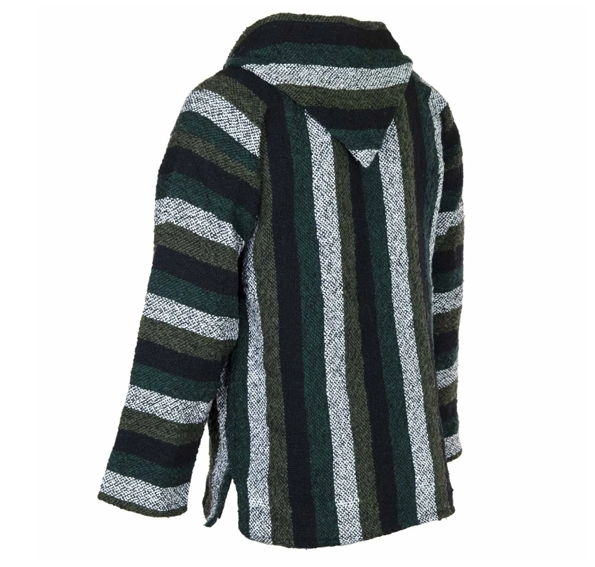 Mexican Dark Stripe Baja Hoodie Top Minty