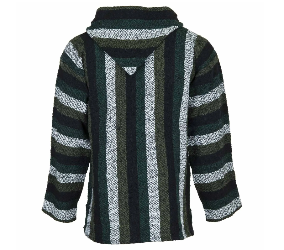 Mexican Dark Stripe Baja Hoodie Top Minty