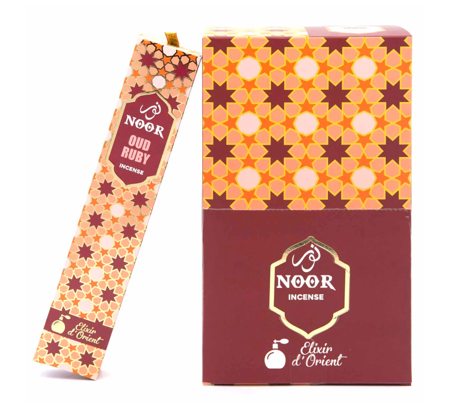 Noor Oud Ruby Incense – Sensual Oudh with Rose, Geranium & Berries