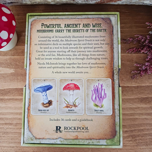 This lovely set consists of 36 beautifully illustrated mushrooms from around the world, the Mushroom Spirit Oracle is not only an informative deck on multiple species and their uses, but can be used as a tool to look inwards for spiritual growth. Great for anyone starting off their journey into mushrooms, or the avid fan. Mushrooms, like all things from nature, hold an innate wisdom to help us through challenging times.
