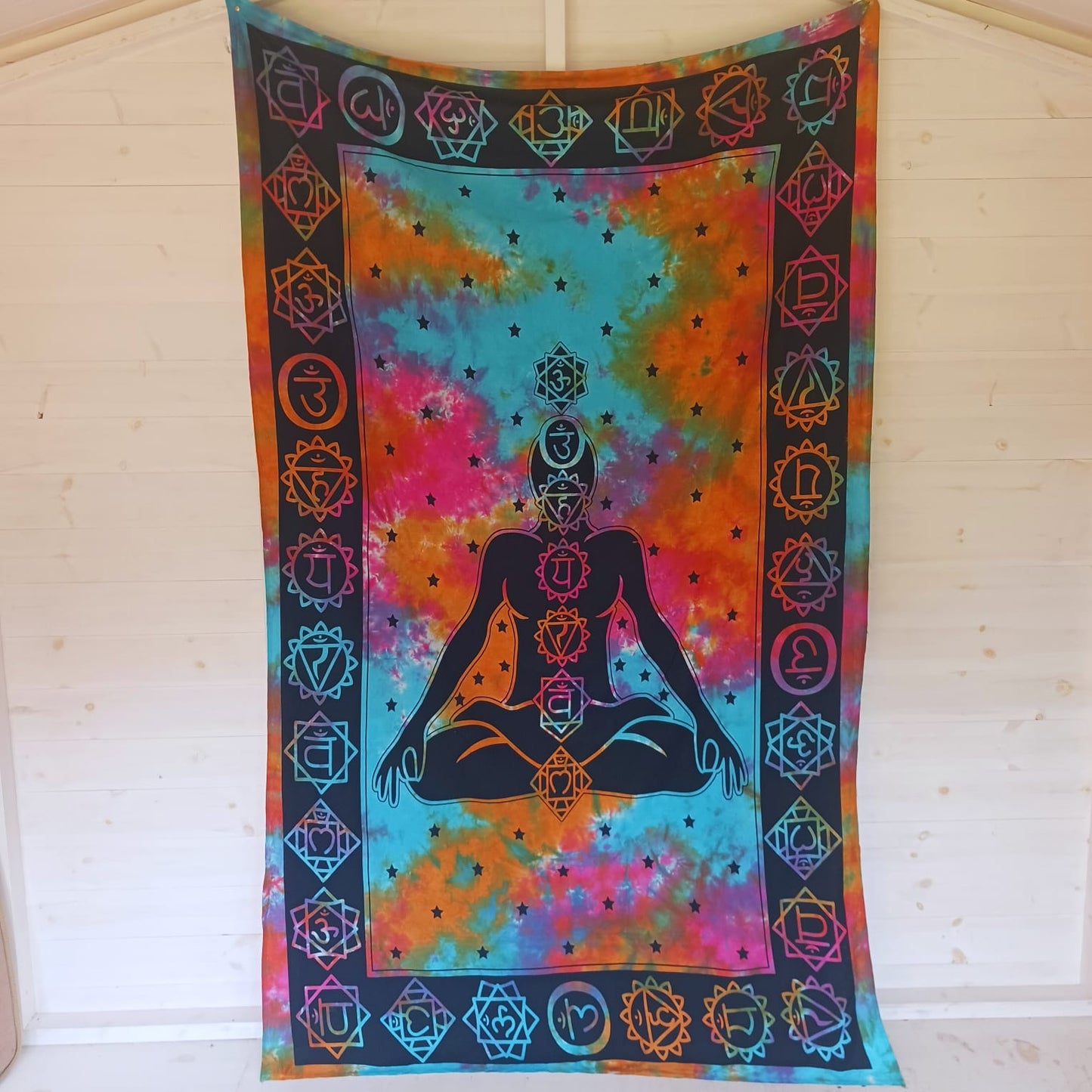 Chakra Buddha Cotton Tie Dye Wall Hanging | Throw yoga Gifts