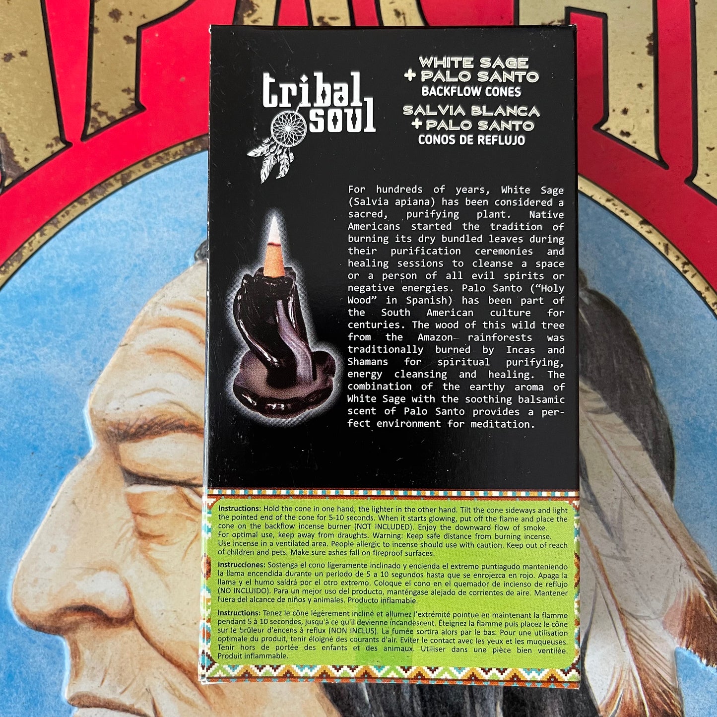 Tribal soul jumbo Backflow incense Cones White Sage & Palo Santo