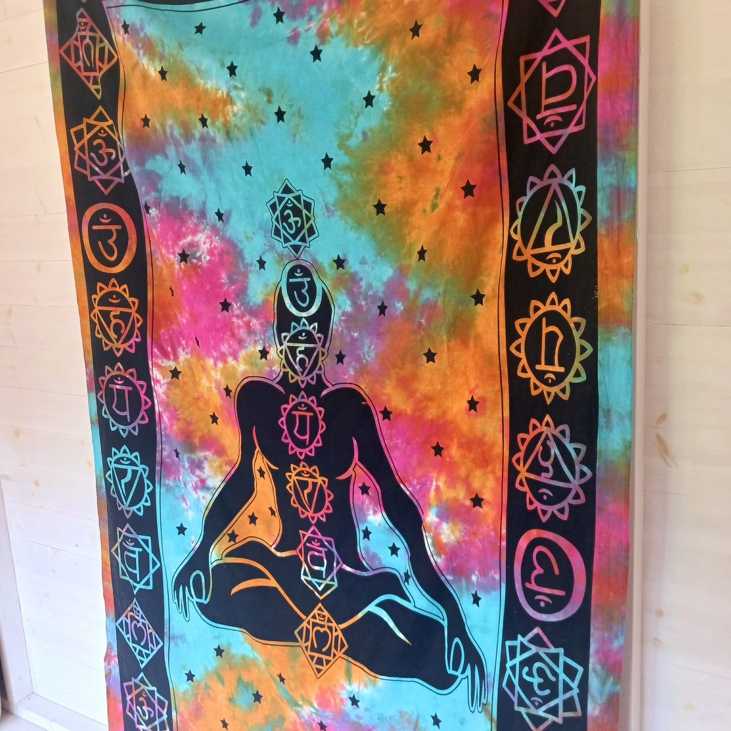 Chakra Buddha Cotton Tie Dye Wall Hanging | Throw yoga Gifts