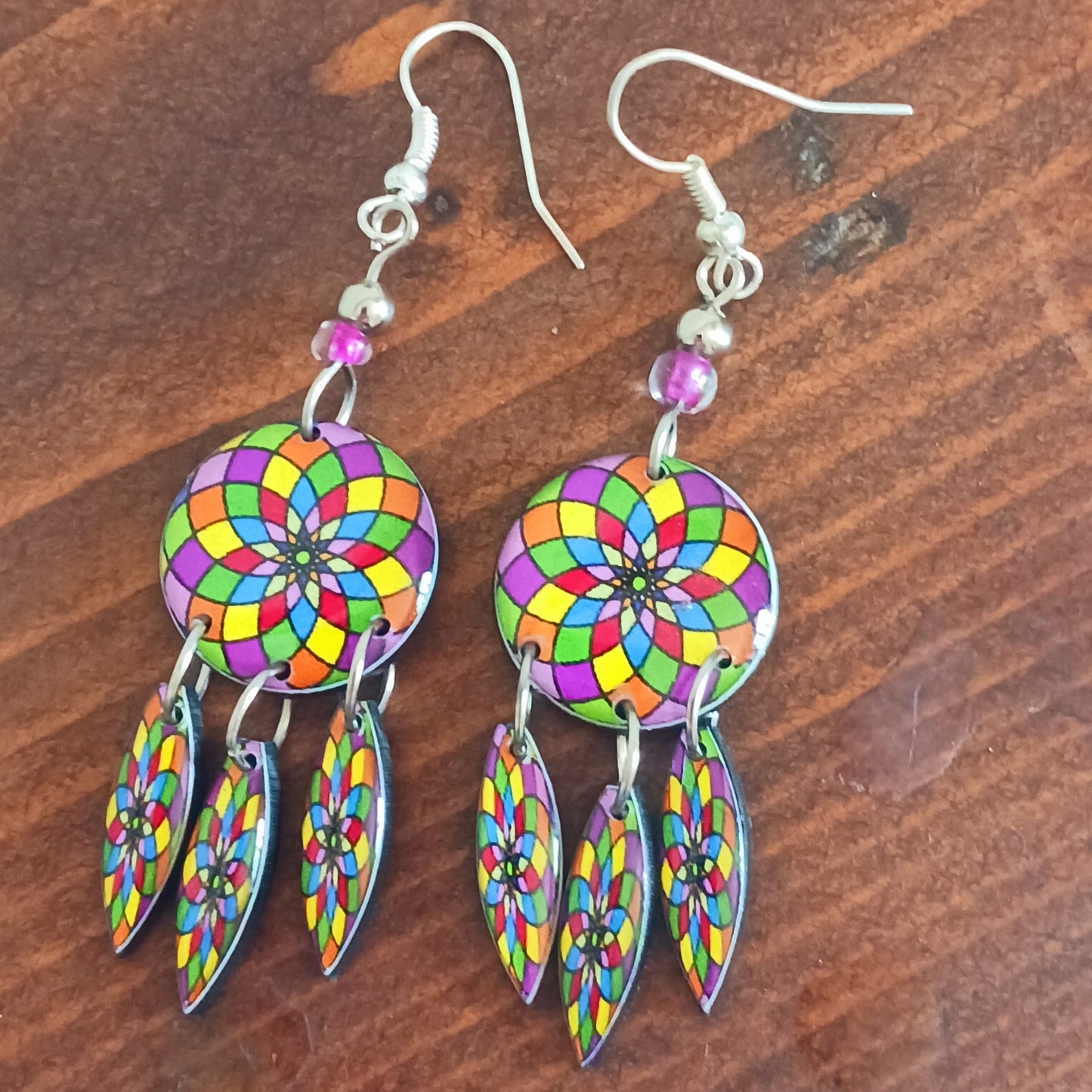 Peruvian Mandala Earrings | Silver Plated Hooks