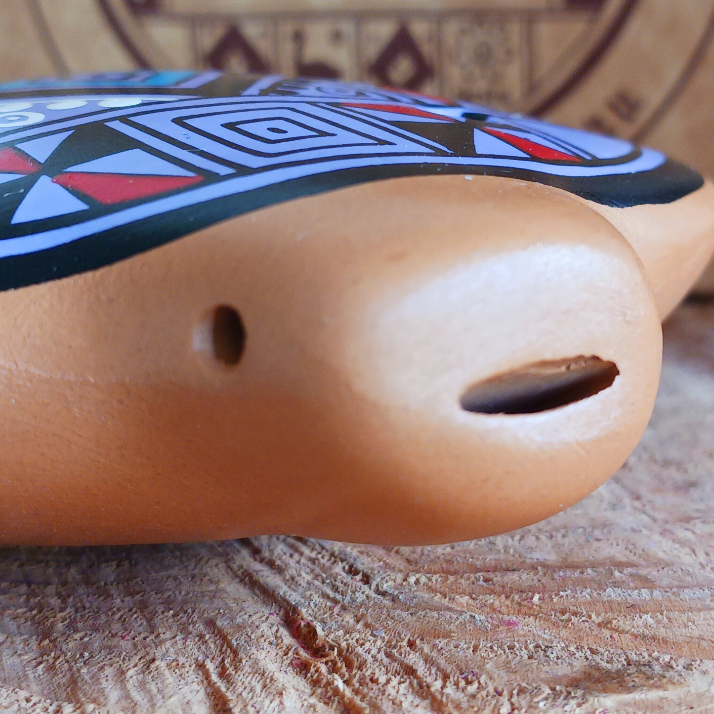 Experience the timeless sound of ancient cultures with these gorgeous ocarinas, handcrafted from fired clay in Peru. Adorned with vibrant, traditional designs, they are a favourite among musicians.
