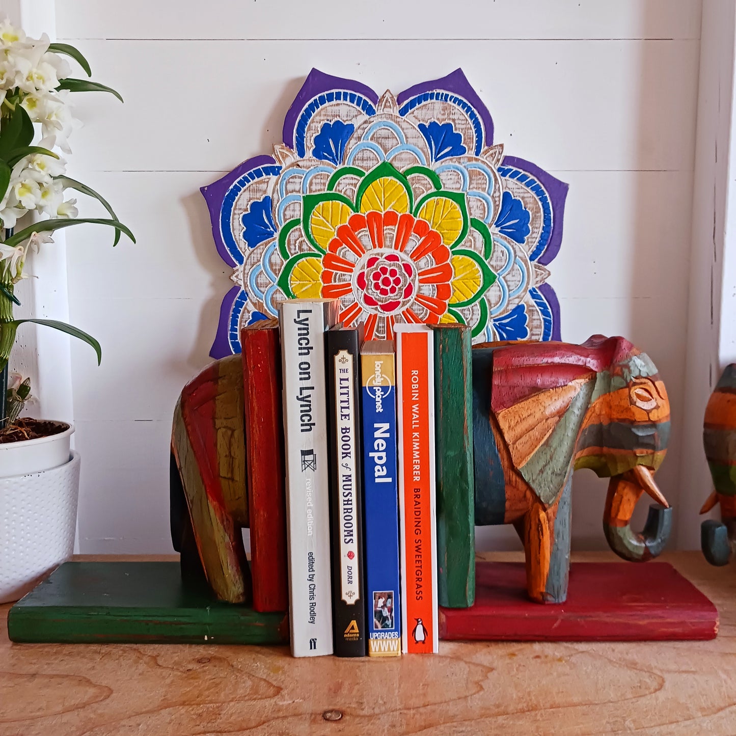 These beautiful bookends feature one of the most beloved creatures on earth, the majestic elephant. They have been skillfully hand carved, painted and finished with a lovely rustic effect. An ideal way to keep your books neat and tidy and they make a super gift too!