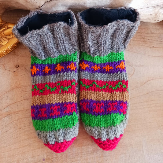These lovely Meditation Mules are handmade and Fairtrade from Nepal. Ideal to keep your feet warm and toasty during the cold winter months, or as a gift for family and friends.
