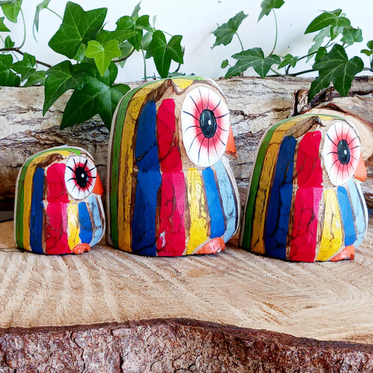 Add a pop of colour to your home décor with these beautiful Rainbow Owls. These vibrant and quirky owl figurines instantly brighten any room with their playful charm. Perfect for owl lovers or anyone looking to inject a touch of fun into their space, each figurine is designed to bring joy, character, and a rainbow of colours into your home. Display them on shelves, desks, or mantelpieces to create a cheerful focal point that guests will adore.