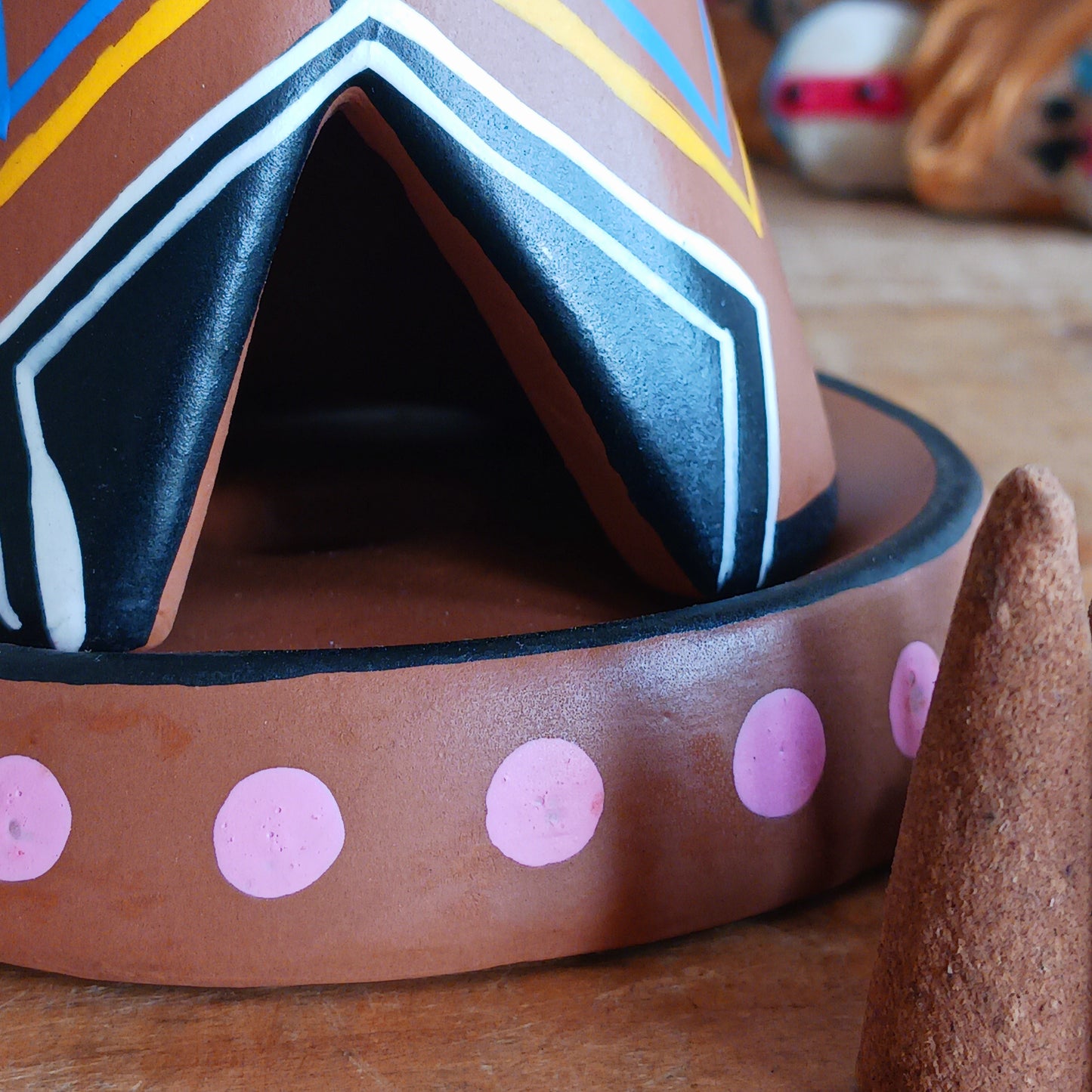 Elevate your incense game with our Clay Tipi Incense Holder. This unique piece has been lovingly handmade and is fairtrade, bringing a touch of charm and authenticity to your home. This quirky tipi design not only catches ash neatly but also adds a playful, earthy vibe to any space. Perfect for meditation, relaxation, or simply creating good vibes and maybe a few smoke signals!