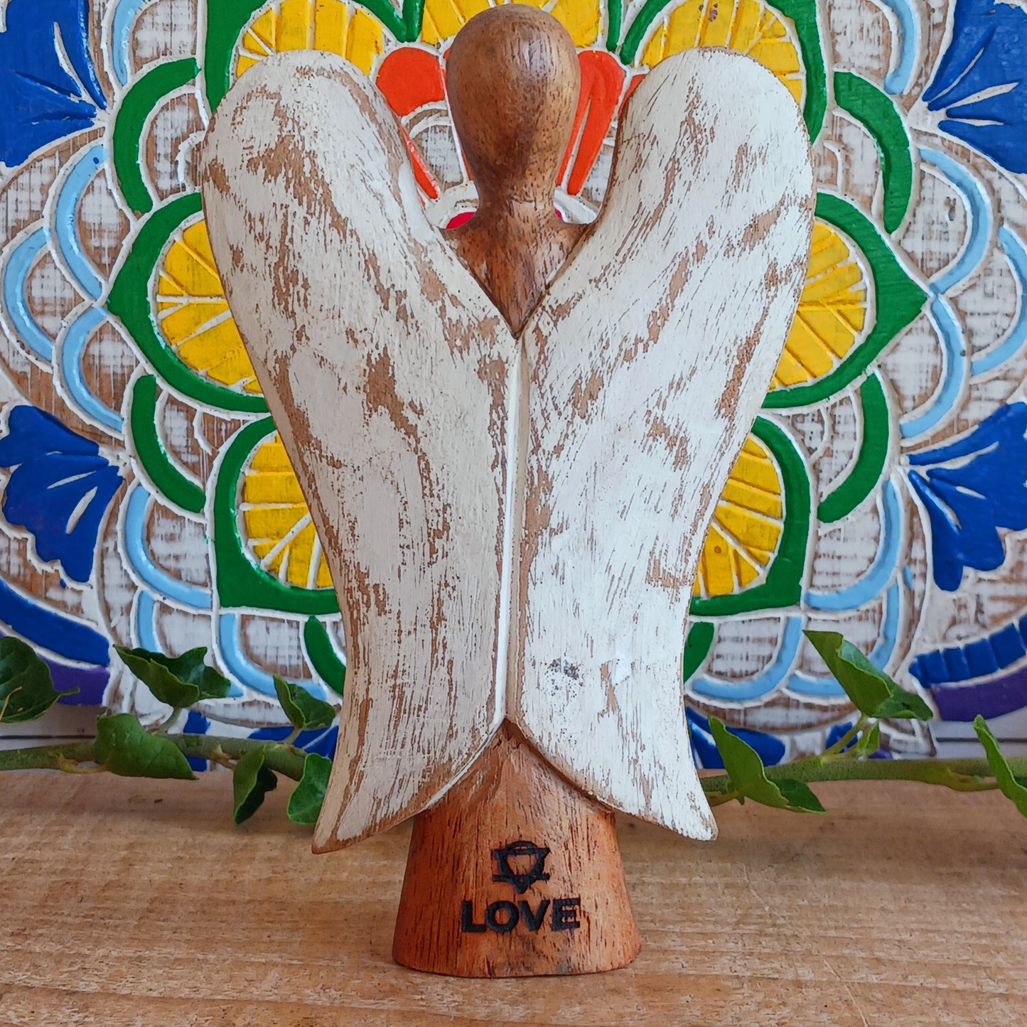 Hati-Hati wooden angels are hand carved in mountain villages in Indonesia from Suar-wood a sustainable hardwood. This wood is used to create beautiful and often sacred images.