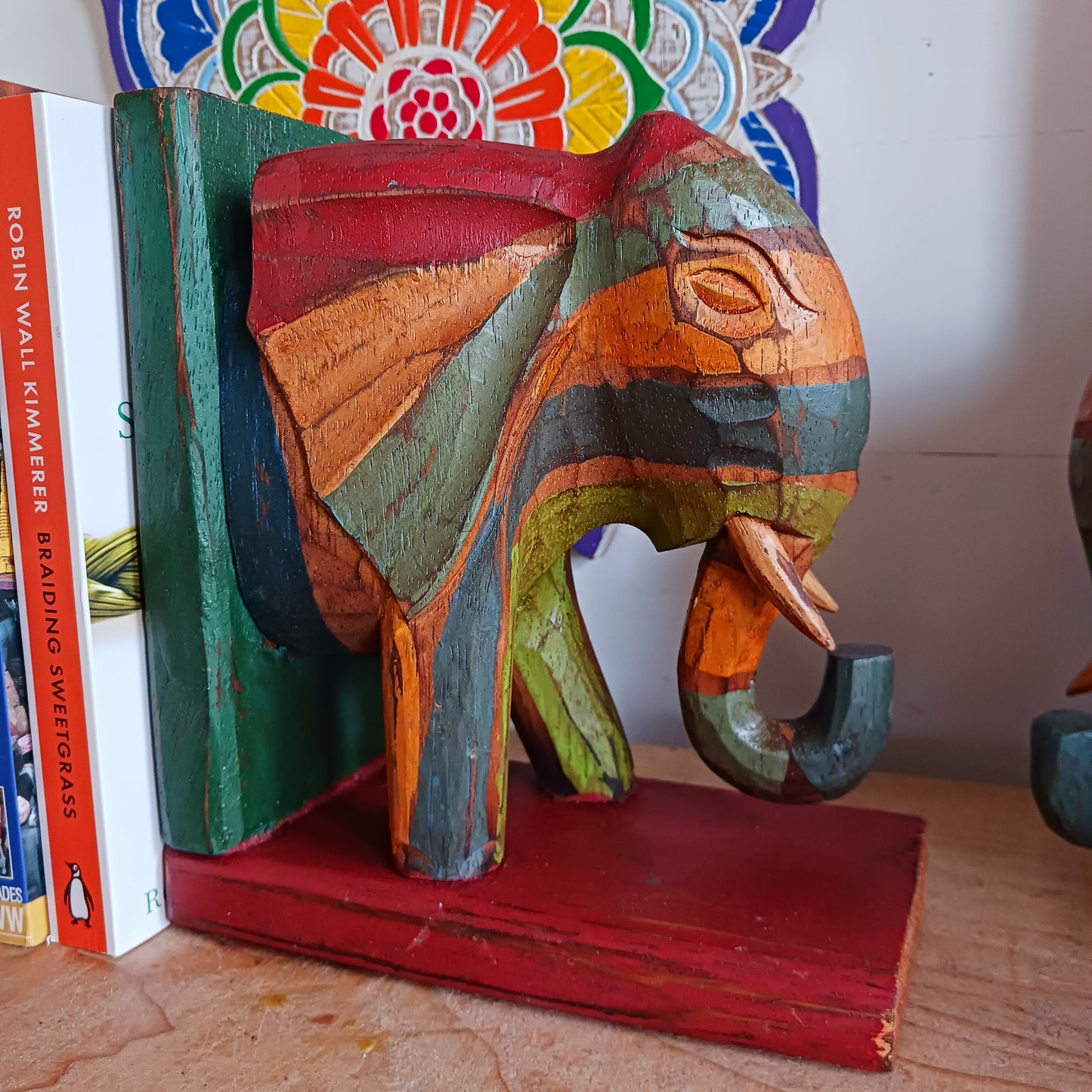 These beautiful bookends feature one of the most beloved creatures on earth, the majestic elephant. They have been skillfully hand carved, painted and finished with a lovely rustic effect. An ideal way to keep your books neat and tidy and they make a super gift too!
