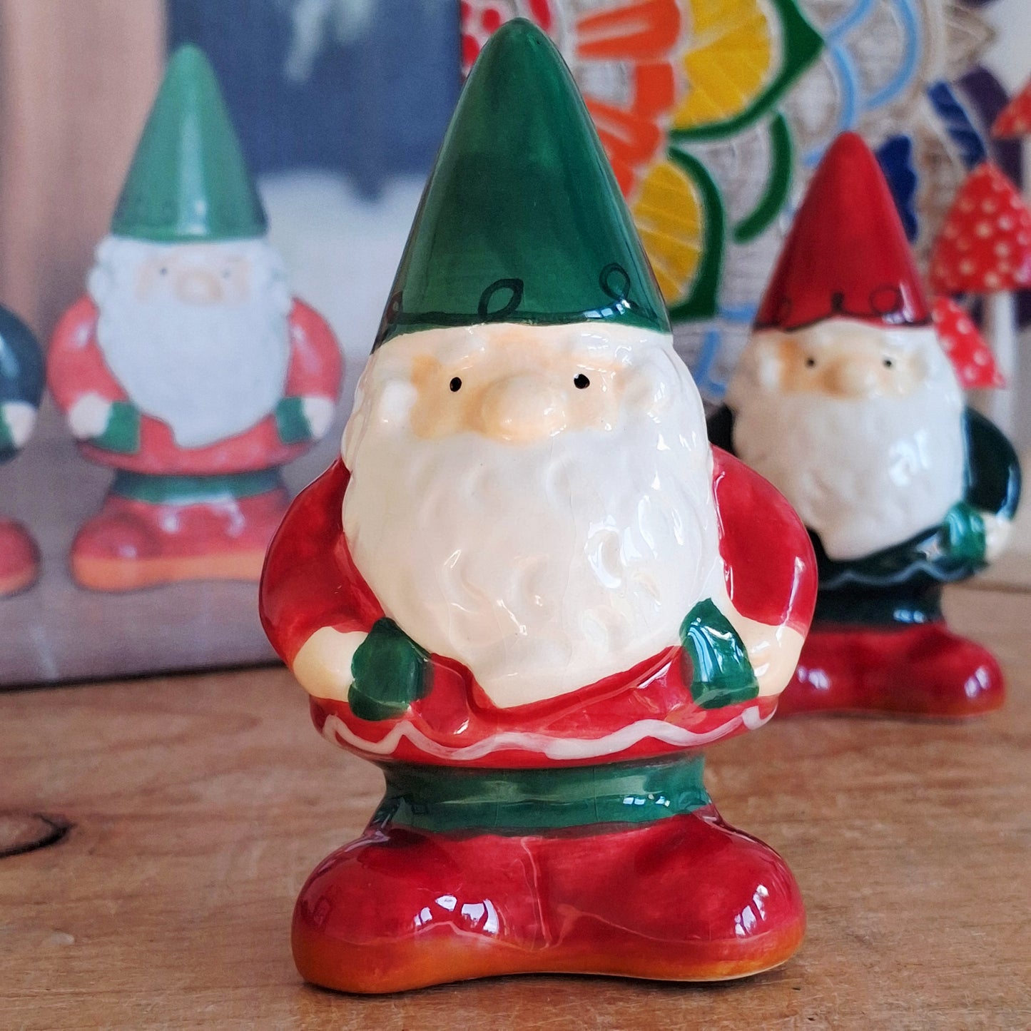 Add a sprinkle of joy to your dining table with this fun gnome salt and pepper set. These charming little fellows bring a touch of magic to every mealtime with their playful presence. Perfect for anyone who wants to fill their home with unique pieces.