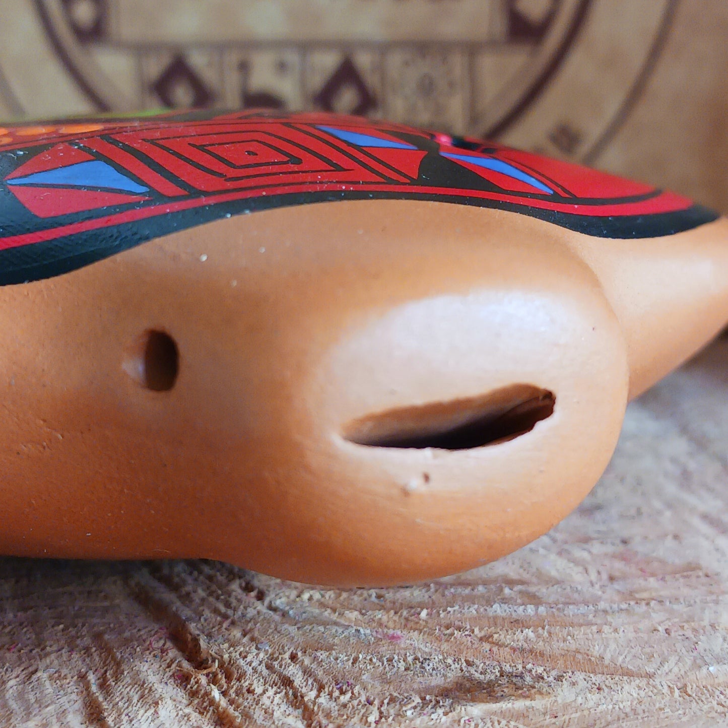 Experience the timeless sound of ancient cultures with these gorgeous ocarinas, handcrafted from fired clay in Peru. Adorned with vibrant, traditional designs, they are a favourite among musicians.