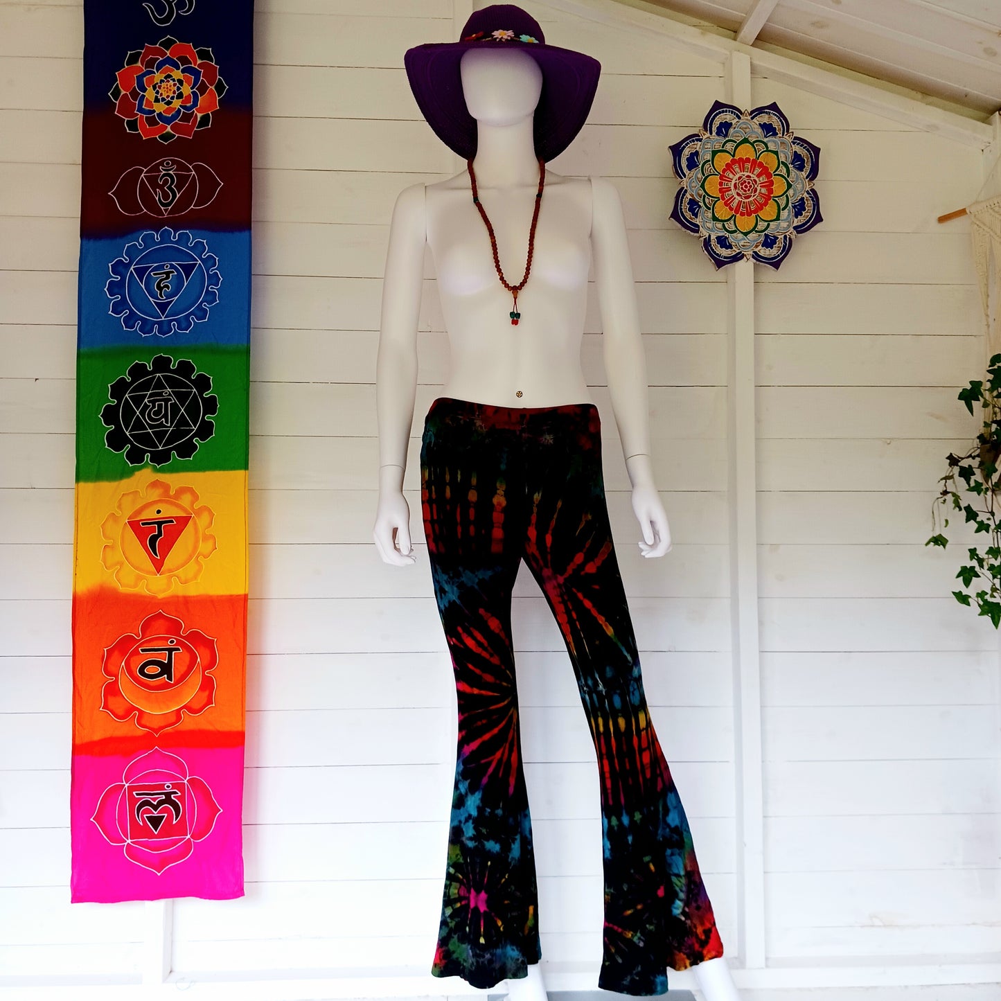 Get your groove on with these funky tie dye bell bottom leggings. They’re super comfy and stretchy and that little bit of a stretch in the fabric means they hold their shape so always look stunning. From yoga poses to festival adventures and dance performances, these leggings provide a versatile fashion choice if you’re seeking both comfort and flair.