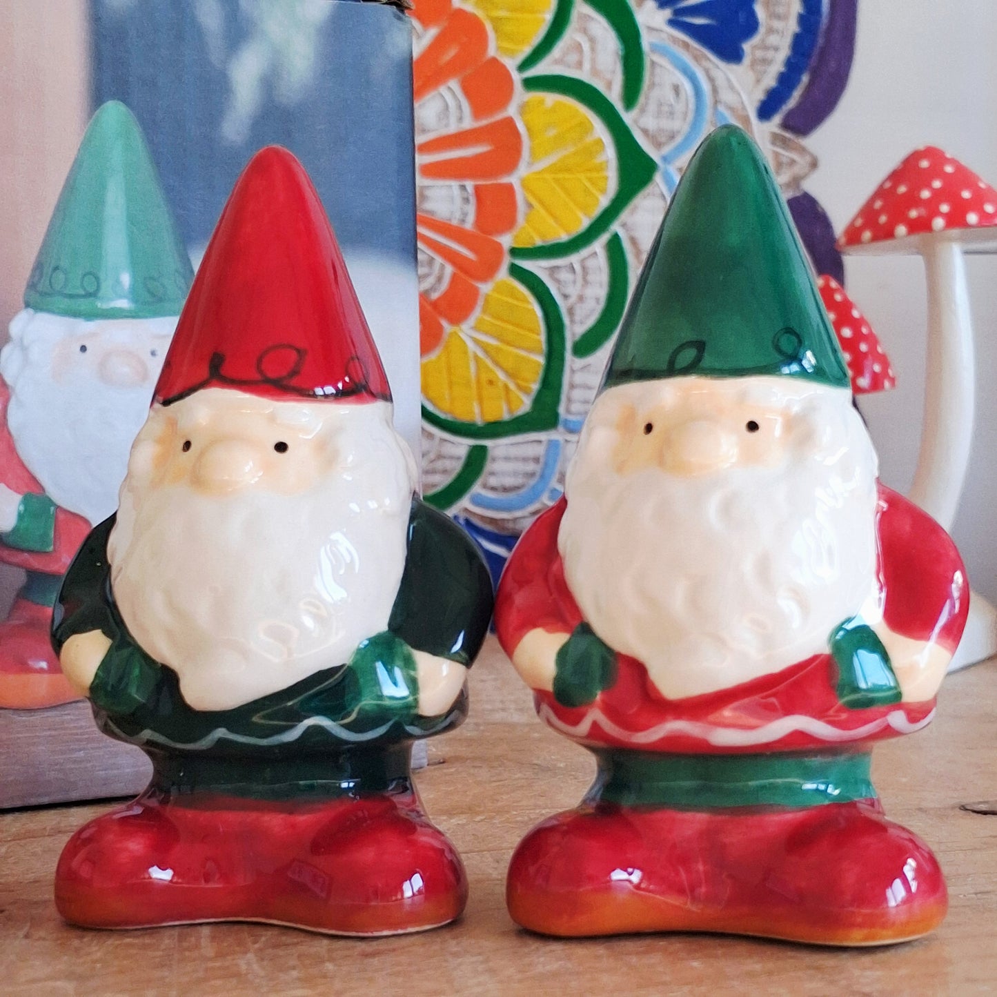 Add a sprinkle of joy to your dining table with this fun gnome salt and pepper set. These charming little fellows bring a touch of magic to every mealtime with their playful presence. Perfect for anyone who wants to fill their home with unique pieces.