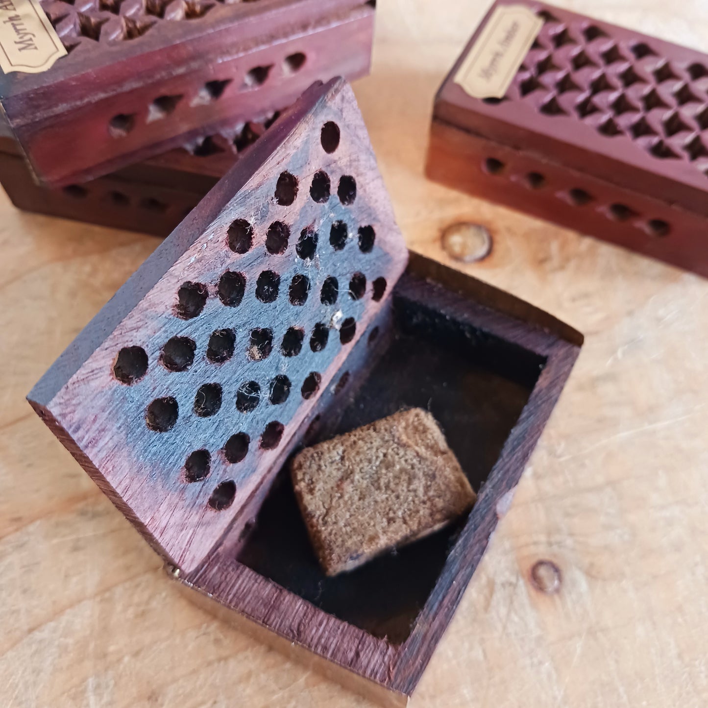 Immerse yourself in the sacred and enchanting scent of Song of India Myrrh Amber Resin. Revered as the "Nectar of the Gods," this rich, warm resin has been used for centuries in meditation, spiritual rituals, and emotional healing. Each beautifully fragrant piece comes in an elegant decorative wooden box, making it a thoughtful gift or a meaningful addition to your own sacred space.