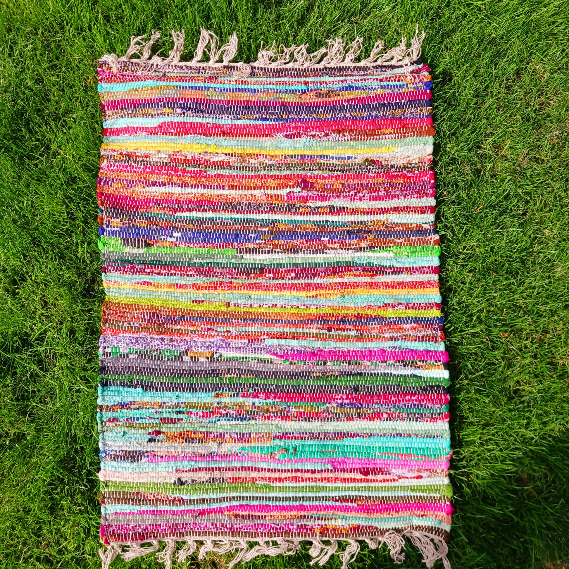 These fabulous little rugs are hard-wearing, versatile and attractive. You can always rely on a rag rug! These are made by a GoodWeave accredited supplier, giving the best assurance that no child labour was used in the making of this product.