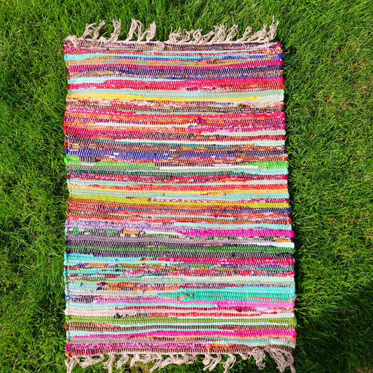 These fabulous little rugs are hard-wearing, versatile and attractive. You can always rely on a rag rug! These are made by a GoodWeave accredited supplier, giving the best assurance that no child labour was used in the making of this product.