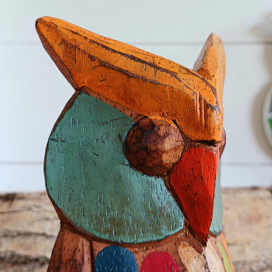 Bring a touch of nature and craftsmanship into your home with this beautifully hand-carved little wooden owl ornament. Carefully crafted from wood and finished in charming rustic colours, each owl is unique, showcasing the character and artistry of traditional woodcarving.