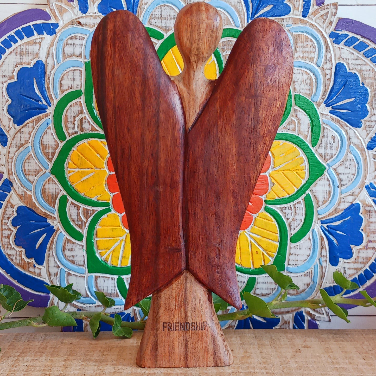 Hati-Hati wooden angels are hand carved in mountain villages in Indonesia from Suar-wood a sustainable hardwood. This wood is used to create beautiful and often sacred images.