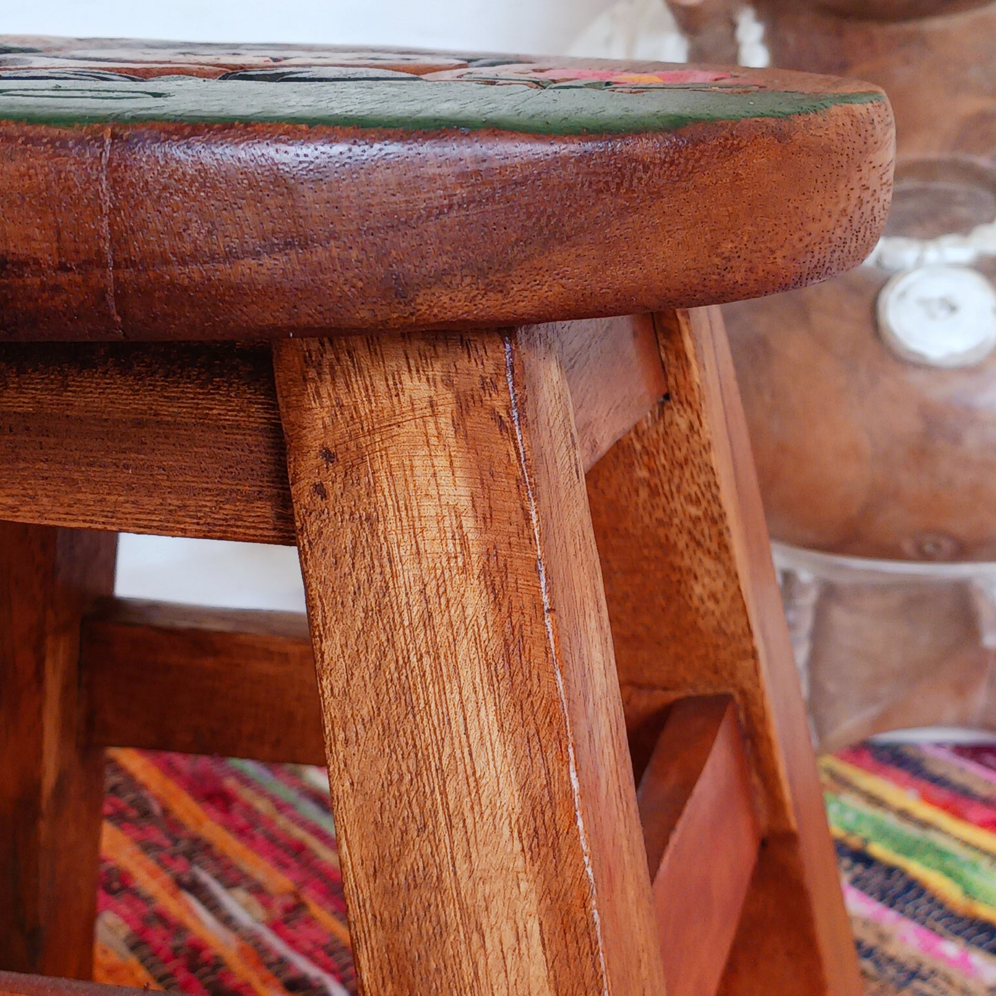 Bring a sprinkle of wonder into your sacred space with this charming hand-painted Cute Cat Stool. Carved from sustainable wood and finished with natural wax, it’s not just adorable—it’s versatile too. Whether you're grounding yourself on it during morning meditation, using it as a fairy table for crystals and incense, or just resting your weary feet, this little cat is pure joy.