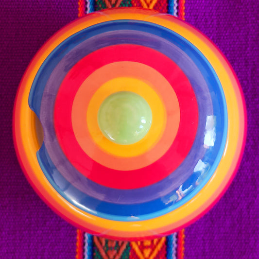 Add a splash of colour to your home with this Rainbow Stripe Ceramic Sugar Bowl. The vibrant, hand-painted stripes create a cheerful aesthetic, while the artisanal craftsmanship ensures every piece is uniquely charming. Perfect for serving sugar or small treats, this sugar bowl brightens any table setting.